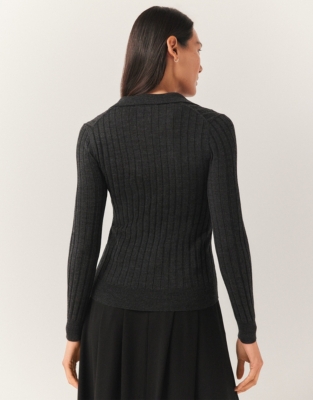 Wool Ribbed Collared Jumper