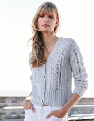 Wool-Rich Cropped Cable Cardigan | Sweaters & Cardigans | The White ...