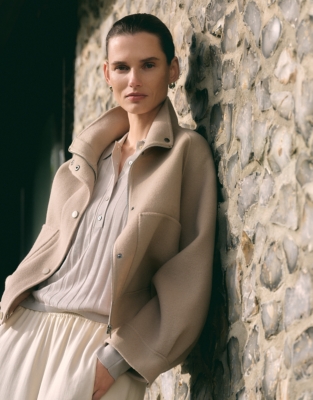 Wool Rich Double Faced Cropped Jacket