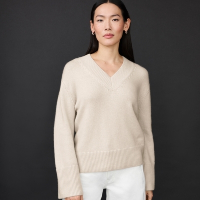 Wool Rich High V-Neck Jumper