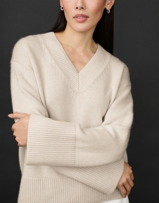 Wool Rich High V-Neck Jumper