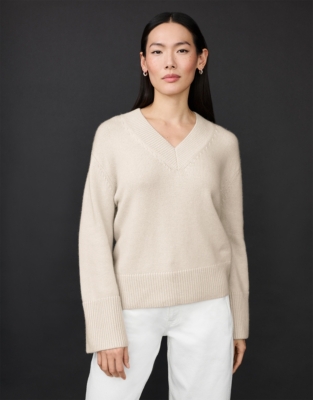 Wool Rich High V-Neck Jumper