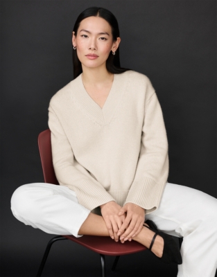 Wool Rich High V-Neck Jumper