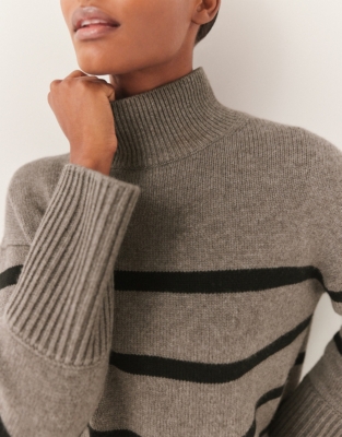 Wool Rich Oversized Stripe Jumper - Nutmeg