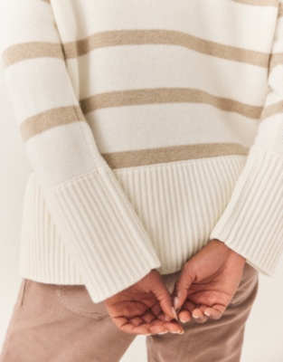 Wool Rich Oversized Stripe Jumper - Winter White