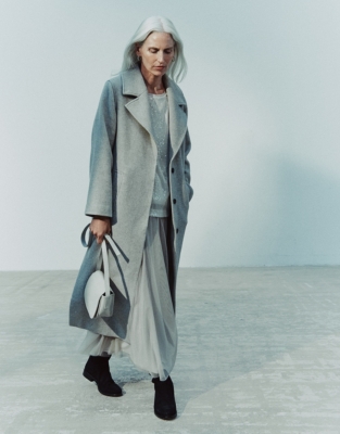 White company grey on sale coat