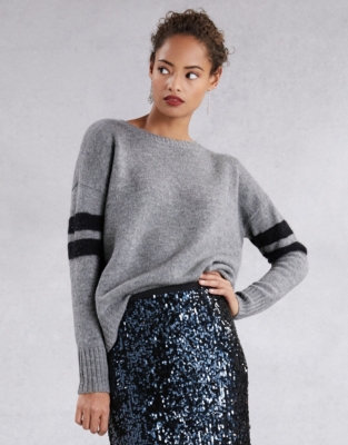 Wool Sparkle Stripe Sleeve Jumper