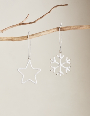 Wool Star and Snowflake Decorations – Set of 6