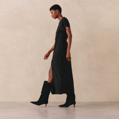 Wool-Viscose Gauze Midi Skirt