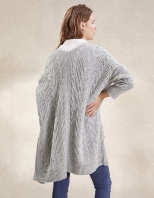 white company grey cardigan