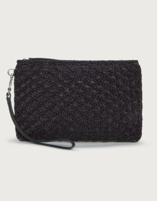 Woven Sparkle Wristlet Clutch Bag