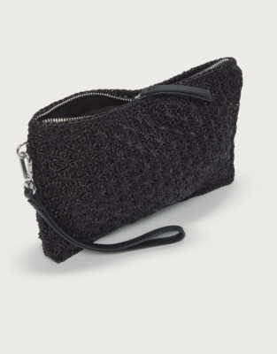 Woven Sparkle Wristlet Clutch Bag