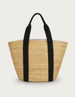 grey straw bag