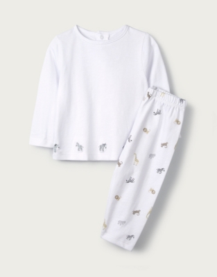 Zebra Embroidered Pyjamas Newborn & Unisex The White Company UK