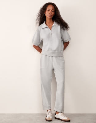 Zip Collar Short Sleeve Sweatshirt