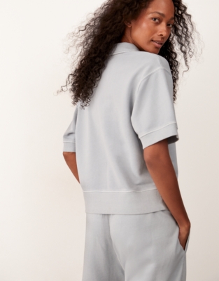 Zip Collar Short Sleeve Sweatshirt
