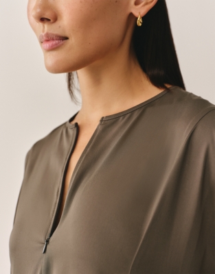 Zip Detail Batwing Dress