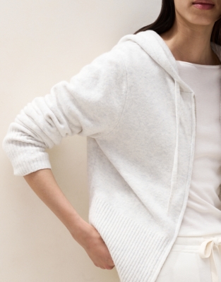 Zip Through Hoodie with Cotton - Cloud Marl