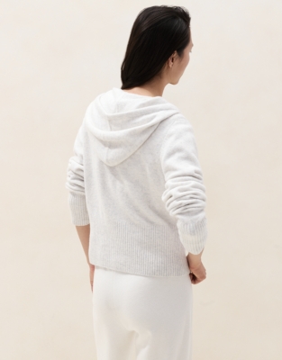 Zip Through Hoodie with Cotton - Cloud Marl